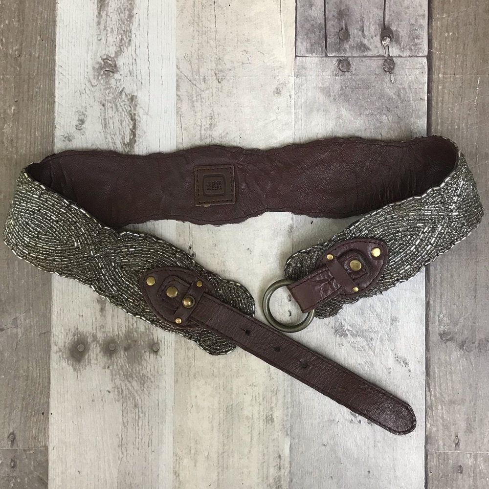 Jasper & Jeera Beaded Leather Belt